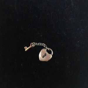 Pandora charm - Silver heart locket charm with gold key
